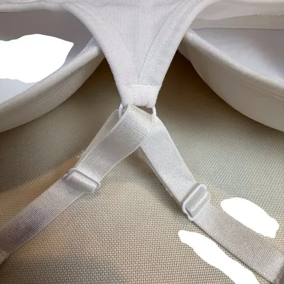 Women's White Jockey Racerback Sports Bra Molded Cup Adjustable Straps Medium - Picture 12 of 16